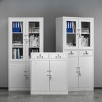 Half-glass metallic storage cabinet