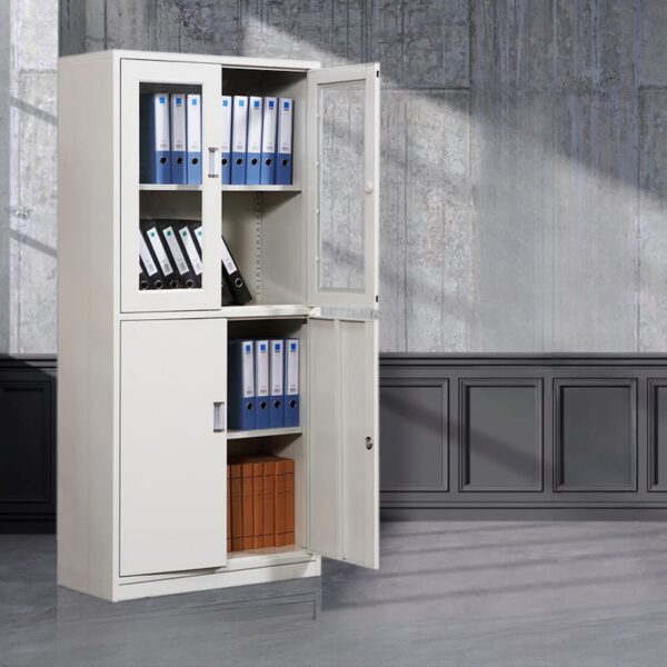 Half-glass metal storage cabinet