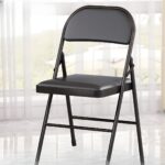 Armless Black Foldable Leather Chair - Image 3