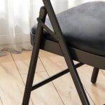 Armless Black Foldable Leather Chair - Image 5