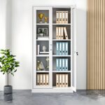 Full glass two door metallic cabinet