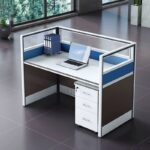 Two way office workstation - Blue - Image 3