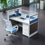 Two way office workstation - Blue - Image 4