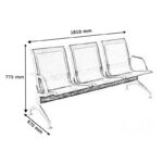 Three link metallic office waiting bench - Image 5