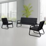 Modern 5-Seat Black Waiting Room Chairs with Armrest - Image 2