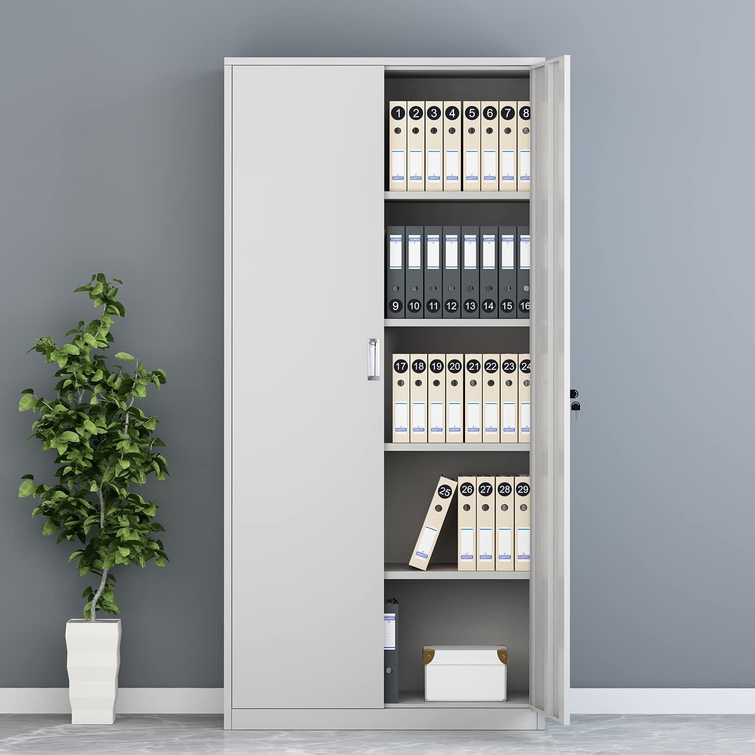 61BlE7eCGtL._AC_SL1500_.jpg 2-Door Metallic Office Cabinet - Image 1