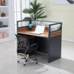 Four way modular office workstation (Brown) - Image 4