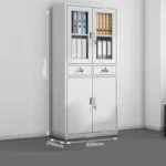 2-Door metallic office cabinets with glass doors. - Image 3
