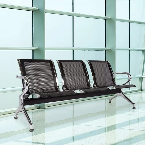 Kinbor-3-Seat-Airport-Office-Bank-Guest-Reception-Waiting-Chair-Bench-Steel-Frame-Black_ba7c2cd2-6d6a-4036-a1f4-5452e10fef24.24182676bf9d06bc9baafa2a2ce31471-2.webp Airport 3-link metallic office bench - Image 1