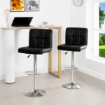 Adjustable swivel leather barstool - Image 3