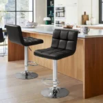 Adjustable swivel leather barstool - Image 2