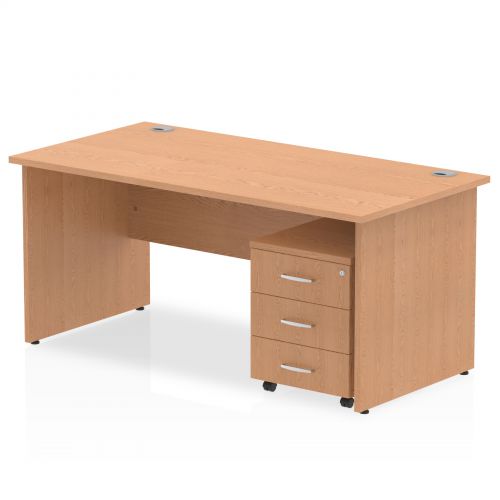 mi000947_1.jpg Office 1200mm Beech desk with side pedestal - Image 1