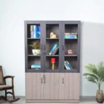 Serenity 3 Door Book Case in Brown Color