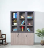 Serenity 3 Door Book Case in Brown Color