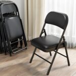 Armless Black Foldable Chair with sleek design, durable frame, and ergonomic seat, ideal for offices, events, and home use.
