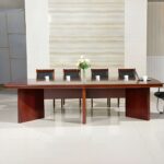 2.4-meter wood conference table in a modern boardroom setting.