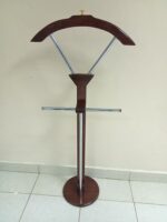 Executive Coat Hanger made from wood and metal with multiple hooks for organizing coats and outerwear.