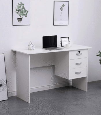Compact 120cm home office study desk with ergonomic design and built-in storage.
