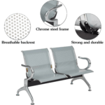 Two Seater Reception Bench with cushioned seat and sturdy frame, designed for waiting rooms and lobbies.