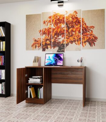 A modern 120cm x 60cm workstation with a sleek design, featuring a spacious surface, sturdy frame, and ample legroom, perfect for home offices or smaller spaces.