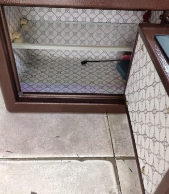 Digital Fireproof Safe Box with a digital keypad and adjustable interior for secure storage of valuables.