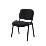 Armless stackable guest seat with durable steel frame and modern design.