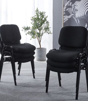 Armless stackable guest seat with durable steel frame and modern design.