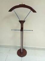 Elegant mahogany office coat hanger with multiple hooks for outerwear storage