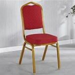 Banquet conference seats arranged in a formal setting, featuring padded cushions and sleek designs.