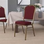 Banquet conference seats arranged in a formal setting, featuring padded cushions and sleek designs.