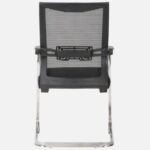 A modern office mesh boardroom chair with a breathable mesh back, adjustable seat height, and smooth-rolling casters, placed in a professional office setting.