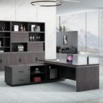 A modern 1.8-meter professional office desk crafted from high-quality wood and metal, featuring ample storage, an ergonomic design, and a cable management system.