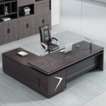 A modern 1.8-meter professional office desk crafted from high-quality wood and metal, featuring ample storage, an ergonomic design, and a cable management system.