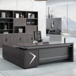 A modern 1.8-meter professional office desk crafted from high-quality wood and metal, featuring ample storage, an ergonomic design, and a cable management system.