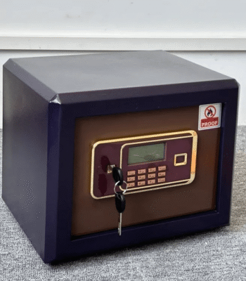 Digital Fireproof Safe Box with a digital keypad and adjustable interior for secure storage of valuables.