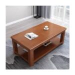 Modern solid wood coffee table with clean lines and natural wood finish, perfect for contemporary living spaces.