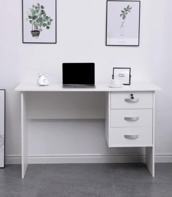 Compact 120cm home office study desk with ergonomic design and built-in storage.