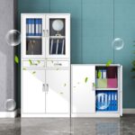 Steel Office 2-Door Cabinet with adjustable shelves and a 3-point locking system for secure storage