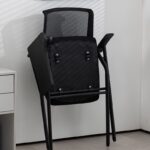 Foldable Office Training Chair with a sturdy metal frame, ergonomic seat, and breathable mesh backrest, designed for offices, classrooms, and conference rooms.