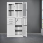 Steel Filing Office Cabinet with secure safe box, multiple filing drawers, and durable steel construction for organized and protected office storage.