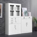 Steel Filing Office Cabinet with secure safe box, multiple filing drawers, and durable steel construction for organized and protected office storage.