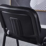 Black Office Conference Chair with ergonomic design, cushioned seat, and armrests, perfect for meetings and professional environments.
