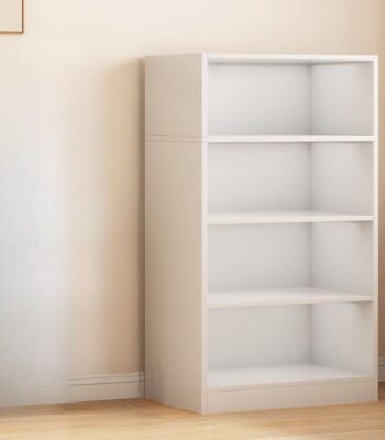 4-Shelves Vertical Book Rack with a sleek design, offering efficient storage for books, magazines, and decorative items.