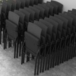 Foldable Padded Task Chair with ergonomic design, soft cushioning, black finish, and space-saving foldable feature, perfect for office use.
