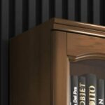 2-Door Mahogany Office Cabinet with adjustable shelves, providing stylish and secure storage for office supplies and documents.