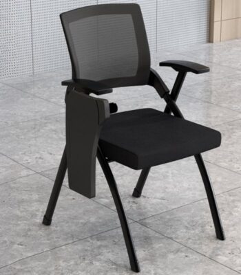 Foldable Office Training Chair with a sturdy metal frame, ergonomic seat, and breathable mesh backrest, designed for offices, classrooms, and conference rooms.