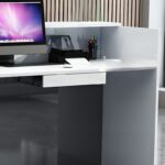 120cm White Reception Desk with modern design, ample workspace, and built-in storage for a professional office environment.