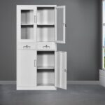 Steel Office 2-Door Cabinet with adjustable shelves and a 3-point locking system for secure storage.