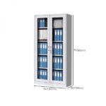 2-Door Glass Filing Cabinet with sleek glass doors and adjustable shelves, perfect for organizing office documents while adding a modern touch.
