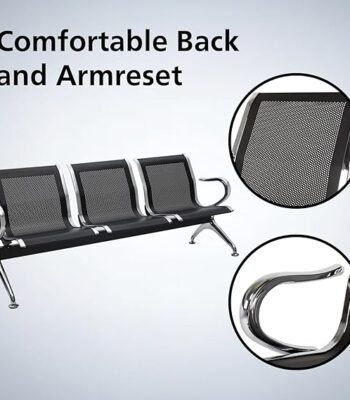 Durable 3-Seater Airport Waiting Chair with ergonomic metal design